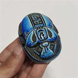 Handmade Egyptian Blue Scarab Ancient Style Egypt Symbol Collectible Decor Dear