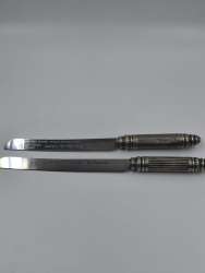 925 Sterling Silver Judaica Challah Bread Knives – Pair – Hebrew Inscription