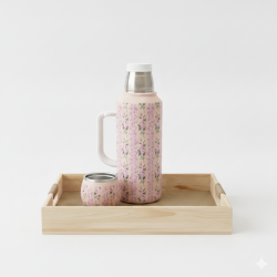 Floral Insulated Thermos Mate Cup Set Pink Rose Hot Cold Beverage Container