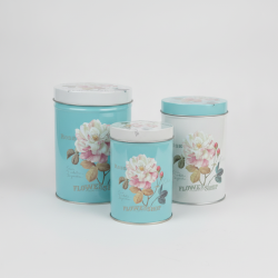 Set of 3 Vintage Rose Floral Metal Storage Tins Canisters | Assorted Sizes Kitchen Home Decor Gift