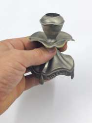 Vintage Floral Silver Tone Candle Holder – Art Nouveau Style Decorative Piece