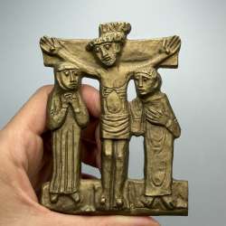 Vintage Egino Weinert Style Bronze Crucifix German Wall Cross Jesus Gift