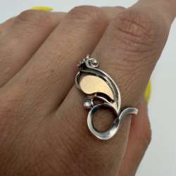 Vintage Ring Gilt Sterling Silver 925 Jewelry Stamped Beautiful Women's Size 7US