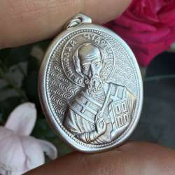 Vintage Pendant Icon Saint Nicholas the Wonderworker Sterling Silver 925 Jewelry