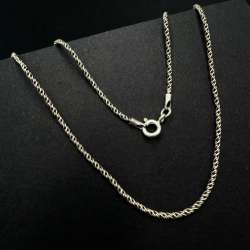 Vintage 925 Silver Rope Chain Necklace, Oxidized Sterling Chain Unisex 62 cm