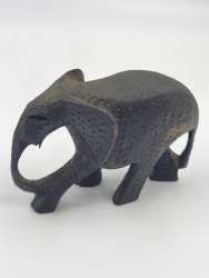 Hand Carved Wooden Elephant Figurine Tribal Folk Art Decorative Sculpture
