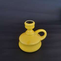 Vintage Yellow Ceramic Candlestick Holder Single Candle Holder Mid-Century Style