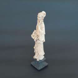 Vintage Asian Elderly Gentleman Figurine Stone Handcrafted Decorative Souvenir
