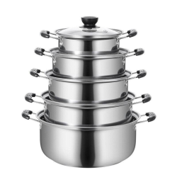 5-Piece Stainless Steel Saucepan Set For Induction All Hobs, Kitchen Cookware