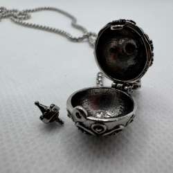 Vintage Secret Wish Box Necklace Red Crystal Sphere Pendant Gift
