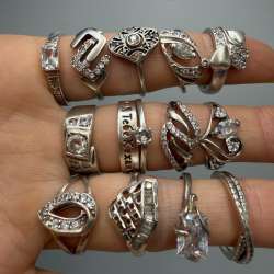 30g Vintage Sterling Silver 925 Lot of 13 Rings Mixed Sizes Wear Not Scrap