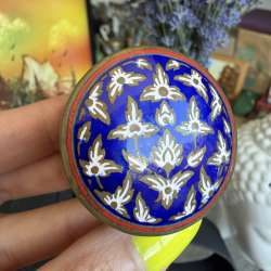 Vintage Brass Enamel Pill Box, Small Trinket Jewelry Box Mini Keepsake Gift