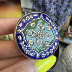 Vintage Brass Enamel Pill Box Small Trinket Jewelry Box Collectible Mini Gift