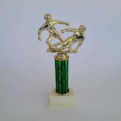 Vintage Soccer Football Trophy Cup Gold Tone Player Figure Column Plastic Base