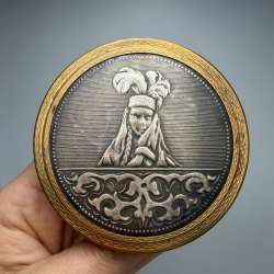 Vintage Soviet Powder Compact Mirror Brass Vanity Case USSR 1970s Gift