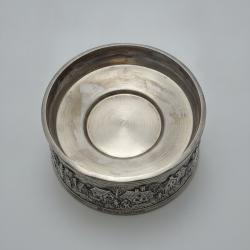 Decor Collectible GiftVintage Handcrafted Pewter Cup Holder Medieval Village Scene Rare Collectible Decor
