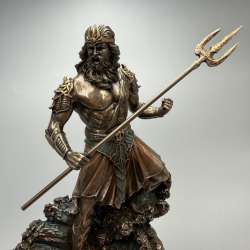 Poseidon Greek God of Sea Statue Bronze Finish Mythology Figurine Decor Gift Box