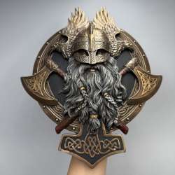 Viking Berserker Wall Plaque Twin Axes Bronze Finish Veronese Home Decor Gift