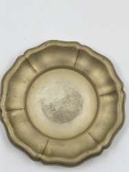 Vintage Brass Decorative Plate Scalloped Edge Rustic Collectible Trinket Dish