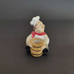 Vintage Chef Toothpick Holder Figurine Hand Painted Resin Kitchen Table Decor