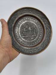 Vintage Persian Style Decorative Metal Plate – Assyrian Relief Wall Decor – 20cm