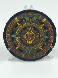 Vintage Aztec Calendar Wall Plaque – Colorful Mexican Folk Art Decor