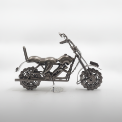 Handmade Metal Motorcycle Sculpture Art Figurine Desk Decor Chopper Bike Model Recycled Parts Collectible Gift