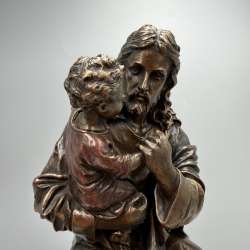Jesus With Child Statue Bronze Finish Religious Figurine Christian Gift Decor