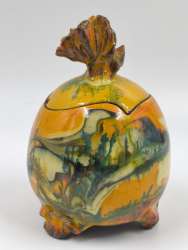 Vintage Signed Studio Pottery Covered Jar – Hand Painted Ceramic Art