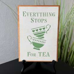 Vintage Wooden Tea Sign Wall Plaque Handmade in England Kitchen Home Decor Gift