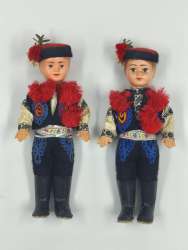 Vintage Pair of Romanian Folk Dolls – Traditional Embroidered Costume