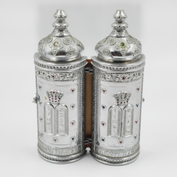 Miniature Torah Scroll Replica Decorative Case | Ten Commandments Judaica Art Gi