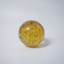 Amber Yellow Glass Sphere Paperweight Bubble Art Orb Desk Decor Home Collectible New Gift