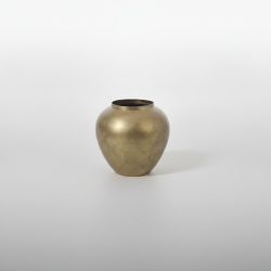 Vintage Solid Brass Small Pot Vase Rustic Home Decor Accent Gold Tone Metal Vessel