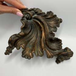 Vintage Bronze Acanthus Leaf Dish Rococo Decorative Tray USSR Style Decor Gift
