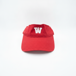 Red Visor Hat with White 'W' Logo Embroidered - Adjustable One Size Fits Most Su