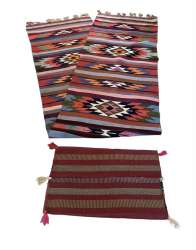 Set of 2 Handmade Tribal Style Rugs/Runners - Colorful Geometric Patterns with T