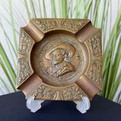 Vintage Brass Ashtray Pierre Paul Rubens Portrait Relief Trinket Dish Decor Gift