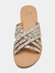 A New Day Women’s Sandals Size 6 Faux Snake Skin Crisscross Flat Slides