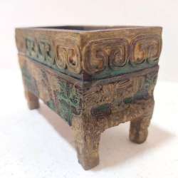 Vintage Resin Miniature Hand Carved Painted Multipurpose Decorative Jewelry Box