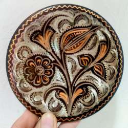 Vintage Wall Copper Wall Hanging Etched Beautifully Engraved Small Plate 5.5