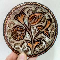 Vintage Wall Copper Wall Hanging Etched Beautifully Engraved Small Plate 5.5 in