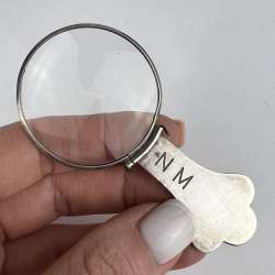 Vintage Art Deco Hand Magnifying Glass Silver 800 Marked Italy