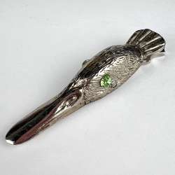 Vintage Silver Plated Paper Holder Figure Goose's Head Paper Holder Marked