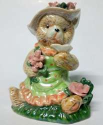 Vintage Statue Ceramic Figurine Porcelain Bear Hand Painted Beautiful Deco Home