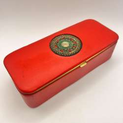 1950's Rosenfeld Vintage Red Jewelry Trinket Box Decoration Embroidery