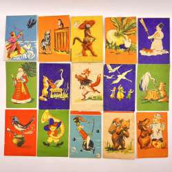 Lot of 15 USSR Cards Checkboxes Heroes Soviet Cartoons Tales Happy New Year