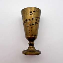 1968's Miniature Vintage USSR Brass Copper Hand Etched Vodka Shot Cup Marked