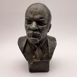 VINTAGE Cast Metal Lenin Bust Figure USSR Russian Communist Leader USSR Signed