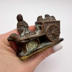 Heavy Antique ANVERS Cast Bronze Brass Decorative Figure Statue Signed